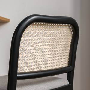 Chaise de bar Cutis Rotin et tissu / Hêtre massif - Gris lumineux