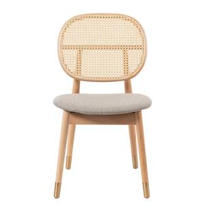 Esszimmerstuhl Coy (2er-Set) Rattan & Webstoff / Buche massiv - Cappuccino