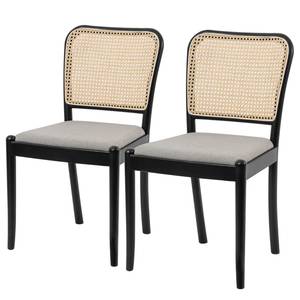 Chaises Cutis (lot de 2) Rotin et tissu / Hêtre massif - Gris lumineux