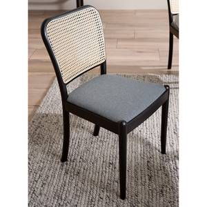 Chaises Cutis (lot de 2) Rotin et tissu / Hêtre massif - Gris