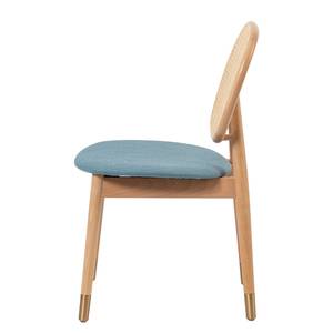 Chaises Coy (lot de 2) Rotin et tissu / Hêtre massif - Bleu jean