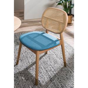 Esszimmerstuhl Coy (2er-Set) Rattan & Webstoff / Buche massiv - Jeansblau