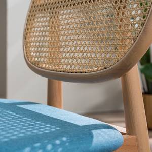 Esszimmerstuhl Coy (2er-Set) Rattan & Webstoff / Buche massiv - Jeansblau