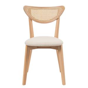 Esszimmerstuhl Danny (2er-Set) Rattan & Webstoff / Buche massiv - Rattan & Creme / Buche