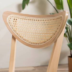 Esszimmerstuhl Danny (2er-Set) Rattan & Webstoff / Buche massiv - Rattan & Creme / Buche