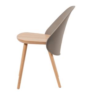 Chaises Doon (lot de 2) Matière plastique / Hêtre massif - Taupe / Hêtre