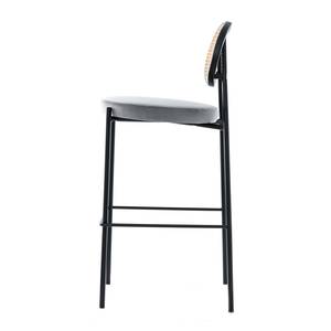 Chaises de bar Davie (lot de 2) Rotin et tissu / Métal - Gris lumineux