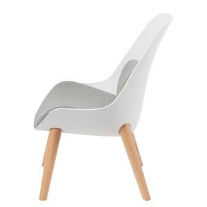 Fauteuil Evie I kunststof & geweven stof/massief beukenhout - wit & grijs/beukenhout