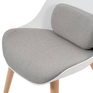 Sessel Evie I Kunststoff & Webstoff / Buche massiv - Weiß & Grau / Buche