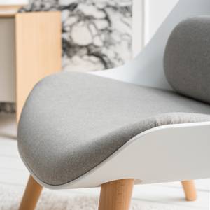 Fauteuil Evie I Matière plastique et tissu / Hêtre massif - Blanc et gris / Hêtre