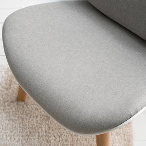 Fauteuil Evie I Matière plastique et tissu / Hêtre massif - Blanc et gris / Hêtre