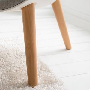 Fauteuil Evie I Matière plastique et tissu / Hêtre massif - Blanc et gris / Hêtre