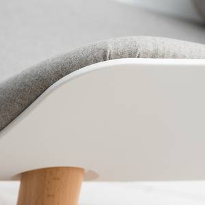 Fauteuil Evie I Matière plastique et tissu / Hêtre massif - Blanc et gris / Hêtre