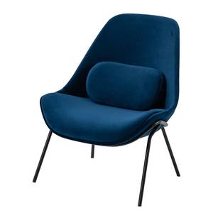 Fauteuil Evie II fluweel/metaal - donkerblauw/zwart