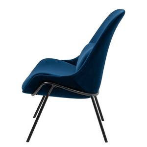 Fauteuil Evie II fluweel/metaal - donkerblauw/zwart