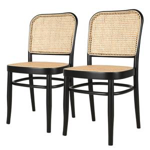 Esszimmerstuhl Daru (2er-Set) Rattan / Buche massiv - Rattan / Schwarz