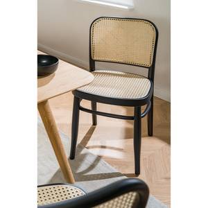 Esszimmerstuhl Daru (2er-Set) Rattan / Buche massiv - Rattan / Schwarz