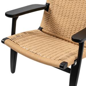 Loungefauteuil Emeli touw / massief essenhout - natuurlijk ribfluweel/essenhout