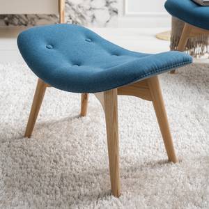 Hocker Gimli Webstoff / Esche massiv - Jeansblau