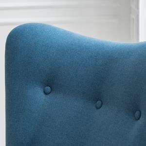 Fauteuil Gimli geweven stof/massief essenhout - Jeansblauw