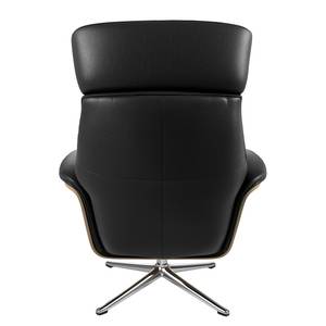 Fauteuil relax Anderson I Cuir véritable Neka : Noir - Chrome brillant - Chêne