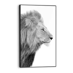 Tableau déco Tête de lion Bois manufacturé - Noir - 70 cm x 118 cm x 3,7 cm