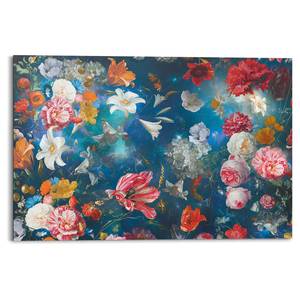 Afbeelding Bloemenwereld Kleurrijk I verwerkt hout - blauw - 90 x 60 x 2 cm