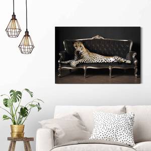 Wandbild leopard Chic Panther Holzwerkstoff - Schwarz - 90 x 60 x 2 cm