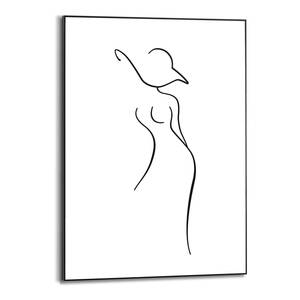 Ingelijste afbeelding Silhouet Vrouw verwerkt hout - wit - 50 x 70 x 1,6 cm