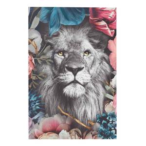 Tableau déco Lion à la crinière fleurie Bois manufacturé - Multicolore - 60 cm x 90 cm x 2 cm