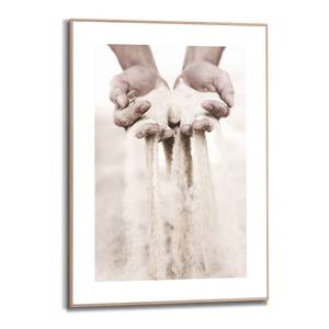 Bild Sand durch die Finger Leere Hände Holzwerkstoff - Beige - 50 x 70 x 1,6 cm