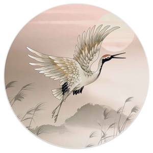 Afbeelding Kraanvogel Japan verwerkt hout - roze - 50 x 50 x 2 cm