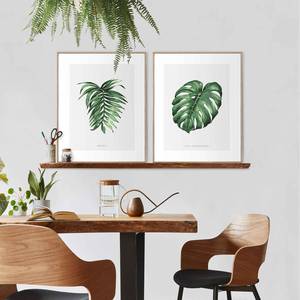 Set afbeeldingen Natuur Philodendron verwerkt hout - groen - 40 x 50 x 1,6 cm