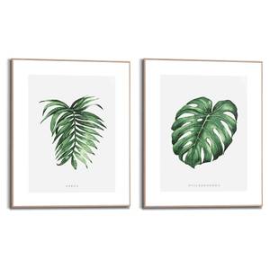 Set afbeeldingen Natuur Philodendron verwerkt hout - groen - 40 x 50 x 1,6 cm