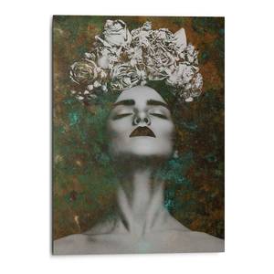 Afbeelding Vrouw met Bloemenkrans metaal - bruin - 50 x 70 x 2 cm