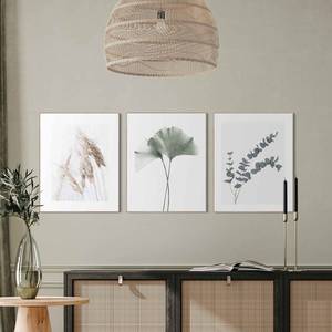 Set de tableaux déco Ginkgo & eucalyptus Bois manufacturé - Vert - 40 cm x 50 cm x 1,6 cm