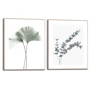 Set de tableaux déco Eucalyptus Bois manufacturé - Vert - 40 cm x 50 cm x 1,6 cm
