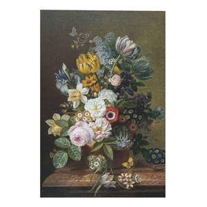 Afbeelding Stilleven met Bloemen verwerkt hout - groen - 60 x 90 x 2 cm