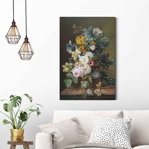 Wandbild  Stillleben mit Blumen Holzwerkstoff - Grün - 60 x 90 x 2 cm