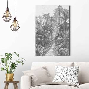 Wandbild Palmen Gravur Regenwald Holzwerkstoff - Schwarz - 60 x 90 x 2 cm