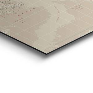 Wandbild Weltkarte Adansa Holzwerkstoff - Beige - 90 x 60 x 2 cm