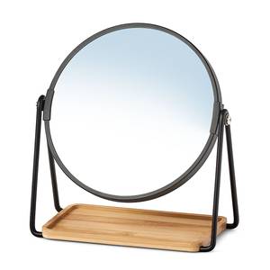 Miroir grossissant Cambui Fer / Verre / Bambou - Noir - 17,5 x 20,5 cm