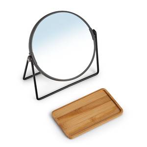 Miroir grossissant Cambui Fer / Verre / Bambou - Noir - 17,5 x 20,5 cm