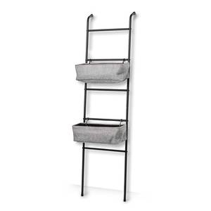 Ladderkast Betoni metaal/manden van polyester - zwart/grijs - 43 x 23 x 168 cm