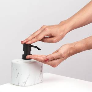 Distributeur de savon Marmor Céramique / Matière plastique - Blanc - 11 x 8,1 x 13,2 cm