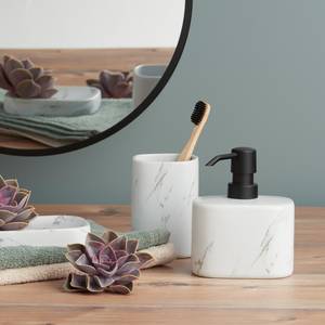 Portaspazzolini Marmor Ceramica - Bianco - 7,5 x 7,5 x 10,9 cm