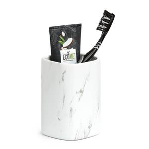 Portaspazzolini Marmor Ceramica - Bianco - 7,5 x 7,5 x 10,9 cm