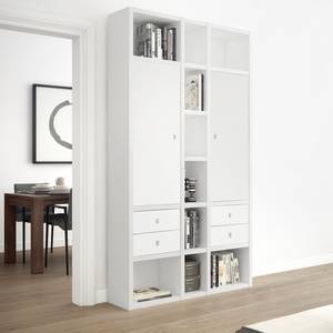 Bibliothèque Emporior X Blanc crème - Blanc brillant - Largeur : 120 cm