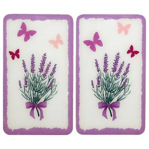 Abdeckplatte Lavendel-Bouquet (2er-Set) Glas - Mehrfarbig