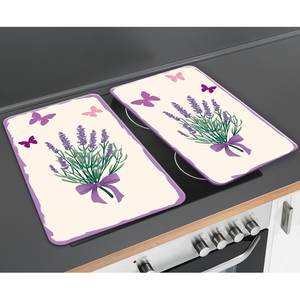 Abdeckplatte Lavendel-Bouquet (2er-Set) Glas - Mehrfarbig